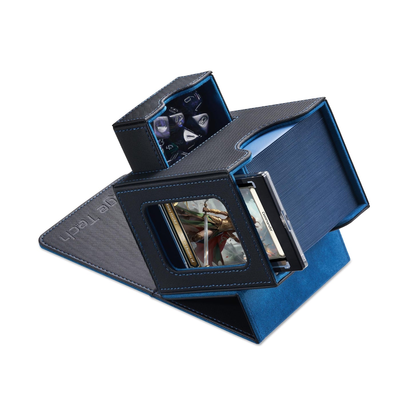 Commander Deck Box mit Würfelablage, 2. Enigma (Schwarz/Blau)