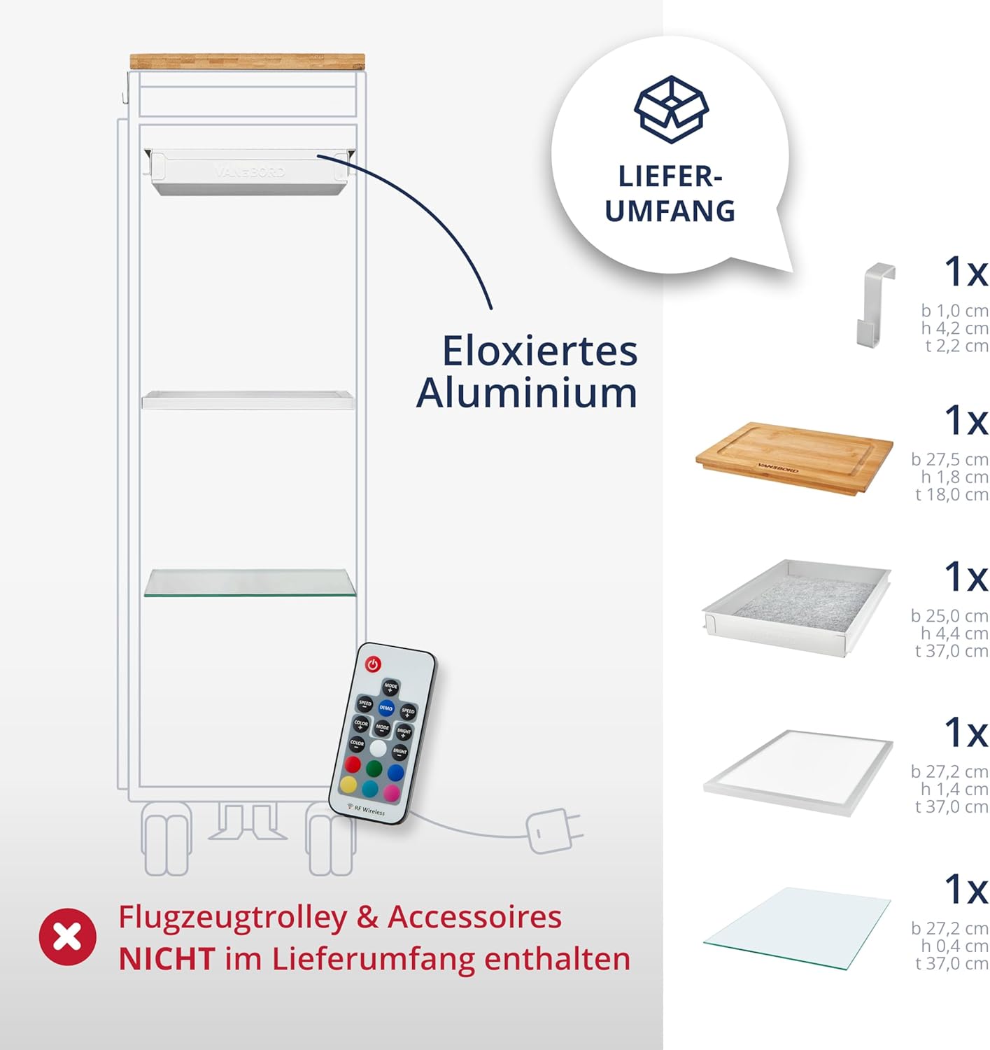 Ausstattungspaket für Atlas Airline Trolleys, Aluminium ATLAS