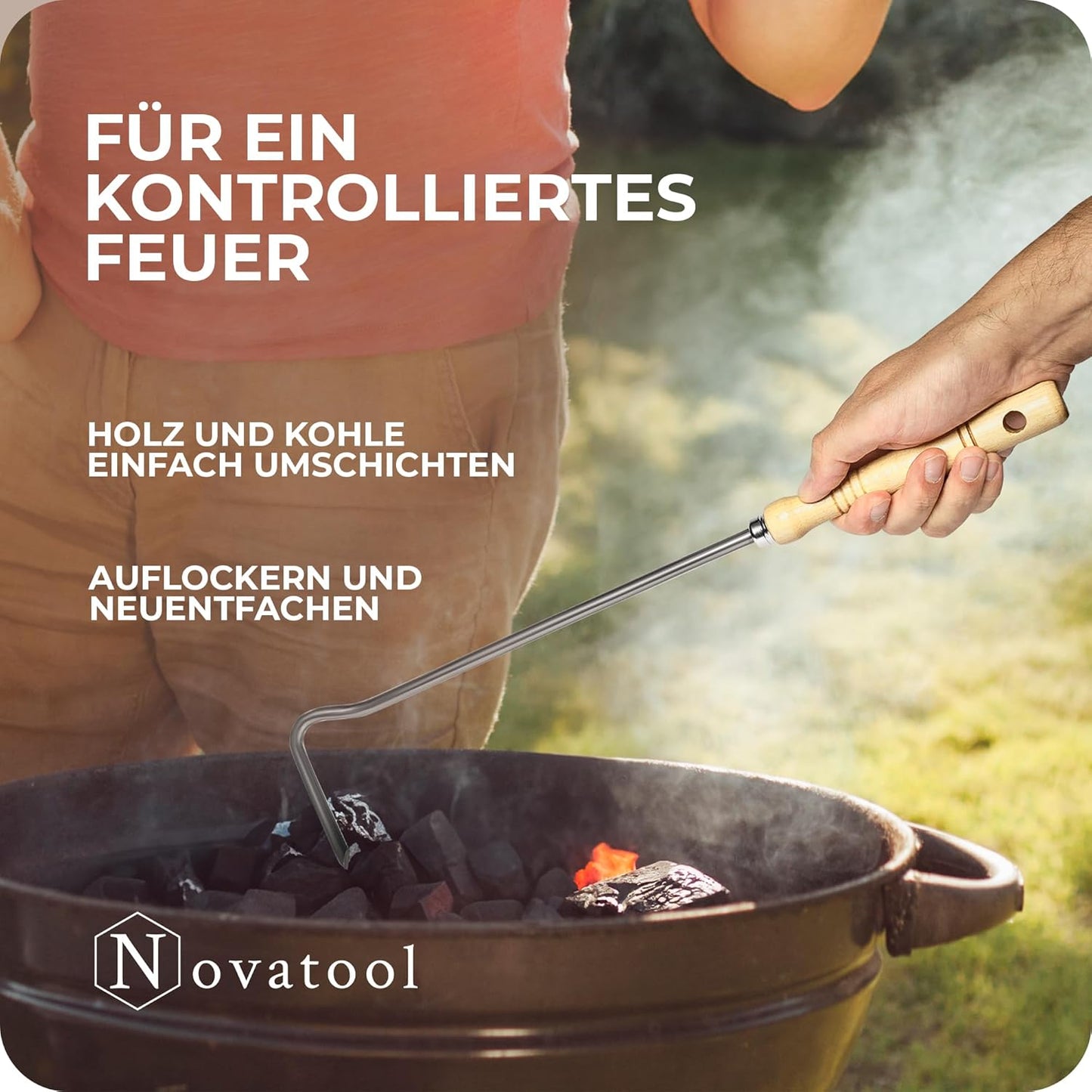 Kaminzubehör Set mit Aschenkratzer & Feuerhaken, 1 Aschenkratzer+Feuerhaken