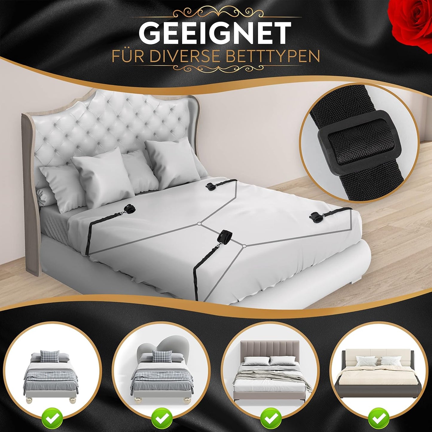 BedLock Pro Bettfesseln mit Plüschfesseln