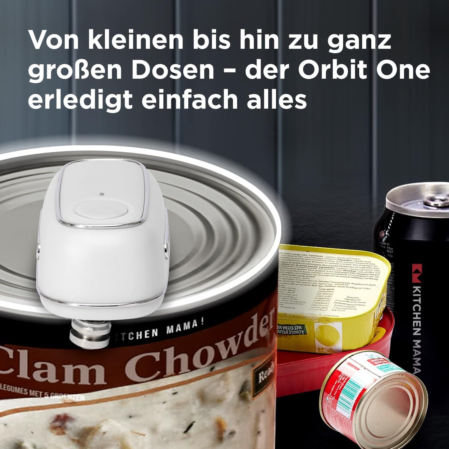Wiederaufladbarer Dosenöffner Orbit One, Weiß