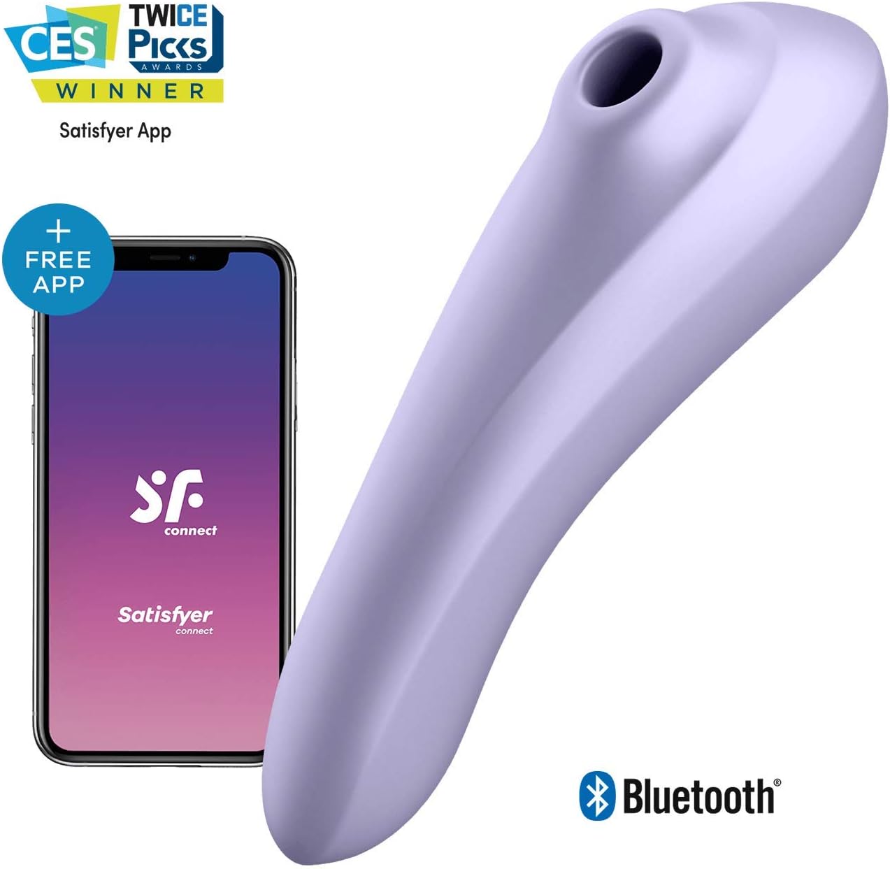 Dual Pleasure Druckwellen-Vibrator mit App-Steuerung, Flieder 1 Stück (1er Pack)