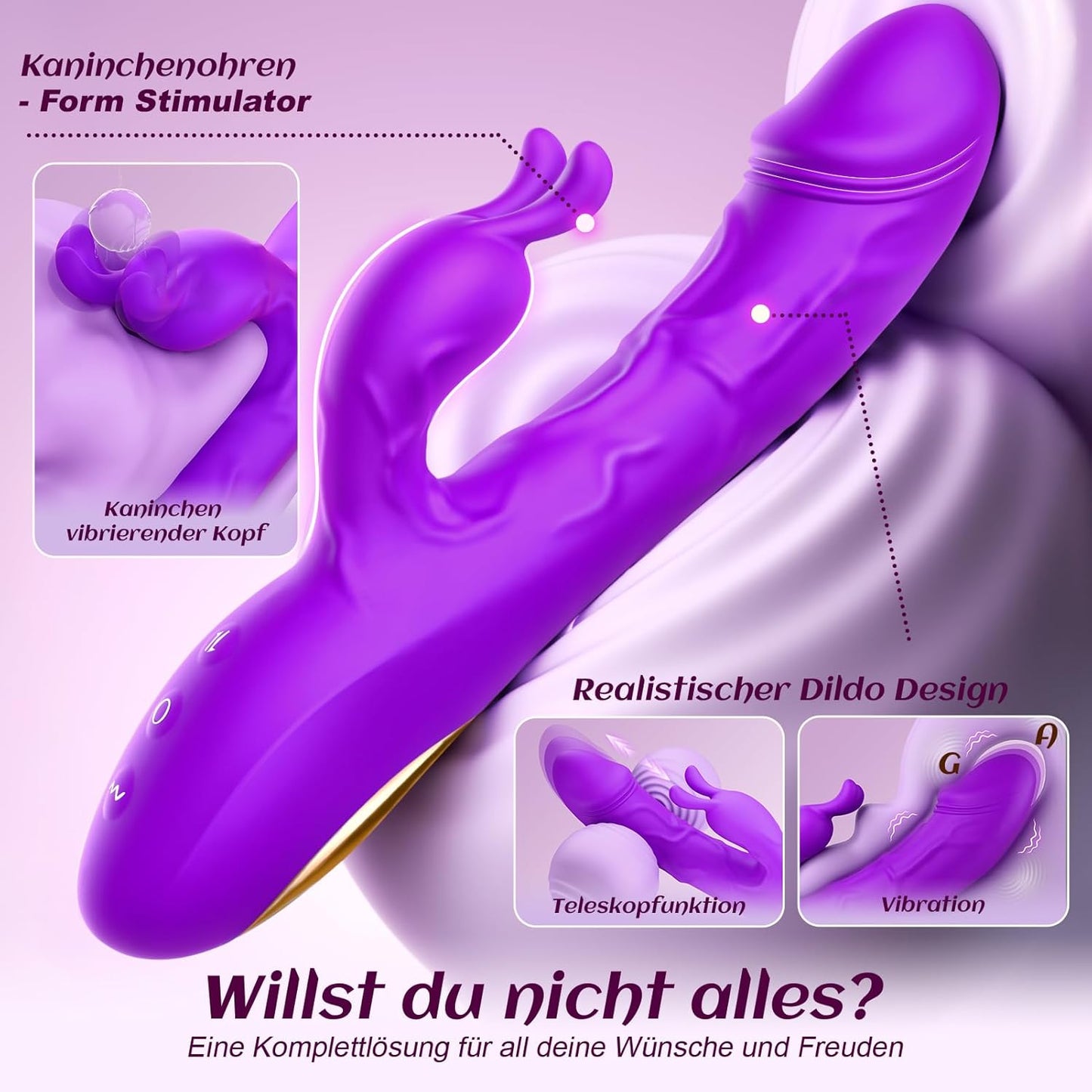 Doppel-Vibrator mit 10 Stoss- und Vibrationsfunktionen, Lila