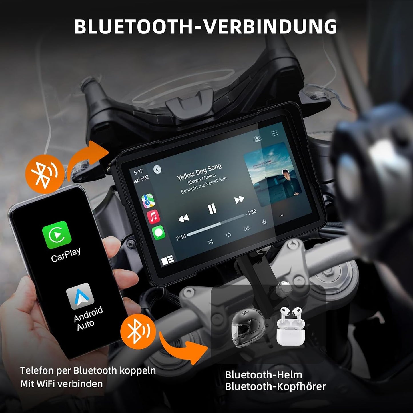 Motorrad-Navi Display 7" mit CarPlay & Android Auto