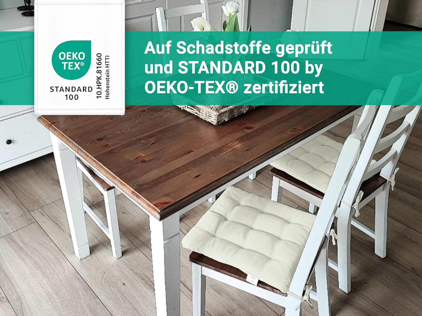 Sitzkissen-Set, 4 Stück (1er Pack) Creme