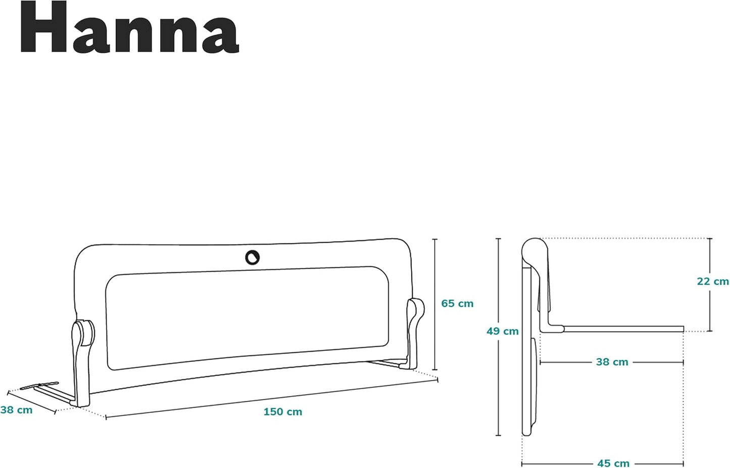 Bettgitter Rausfallschutz Hanna 150x66 cm, Grau