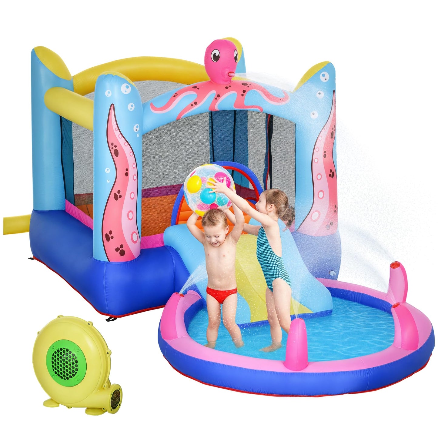 Aufblasbare Hüpfburg mit Rutsche und Pool