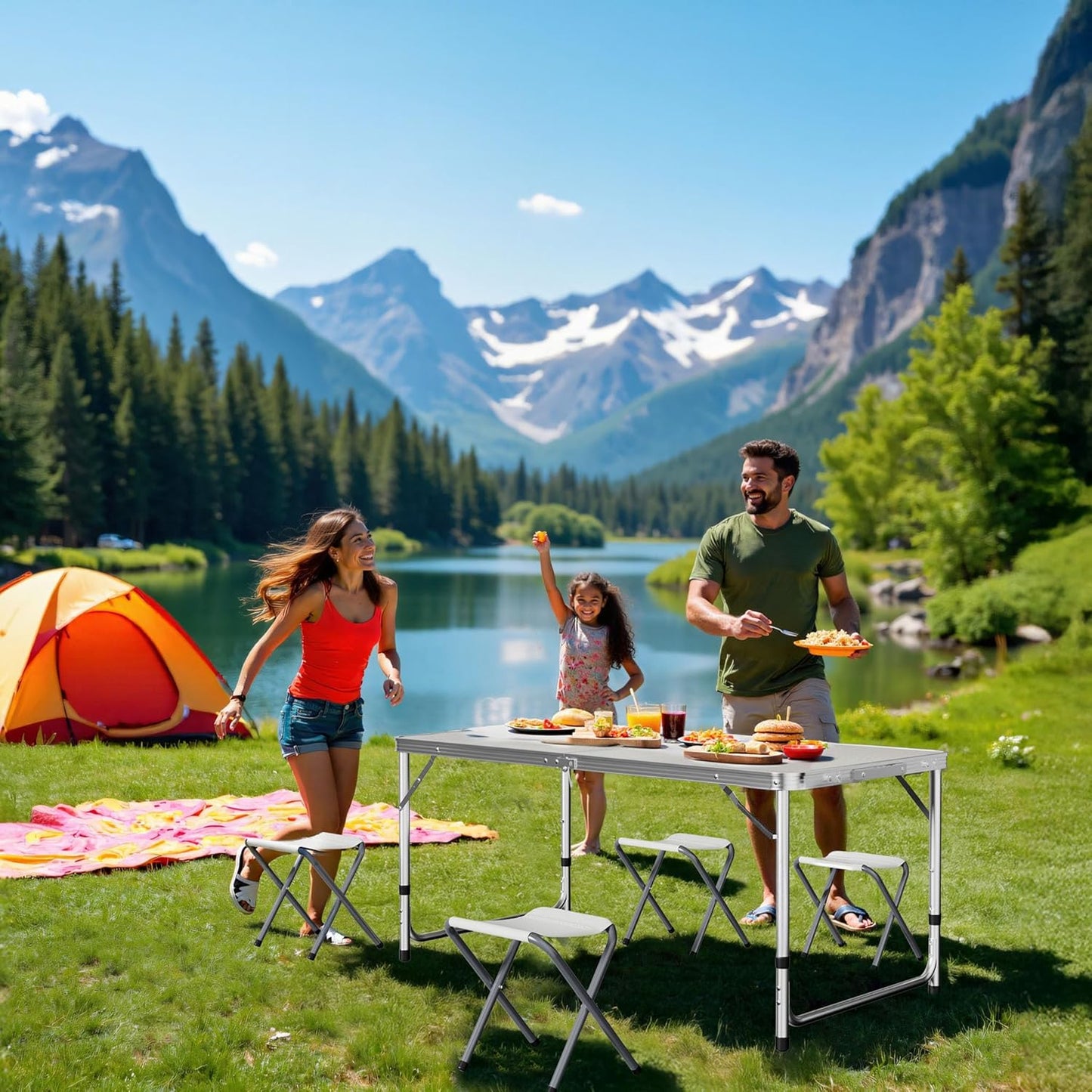 Campingmöbel-Set, 120 x 60 x 70 cm