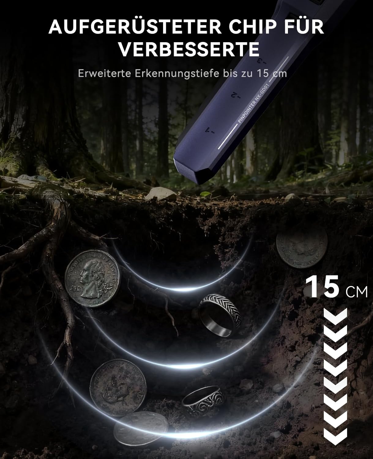 Pinpointer Metalldetektor mit LCD-Display