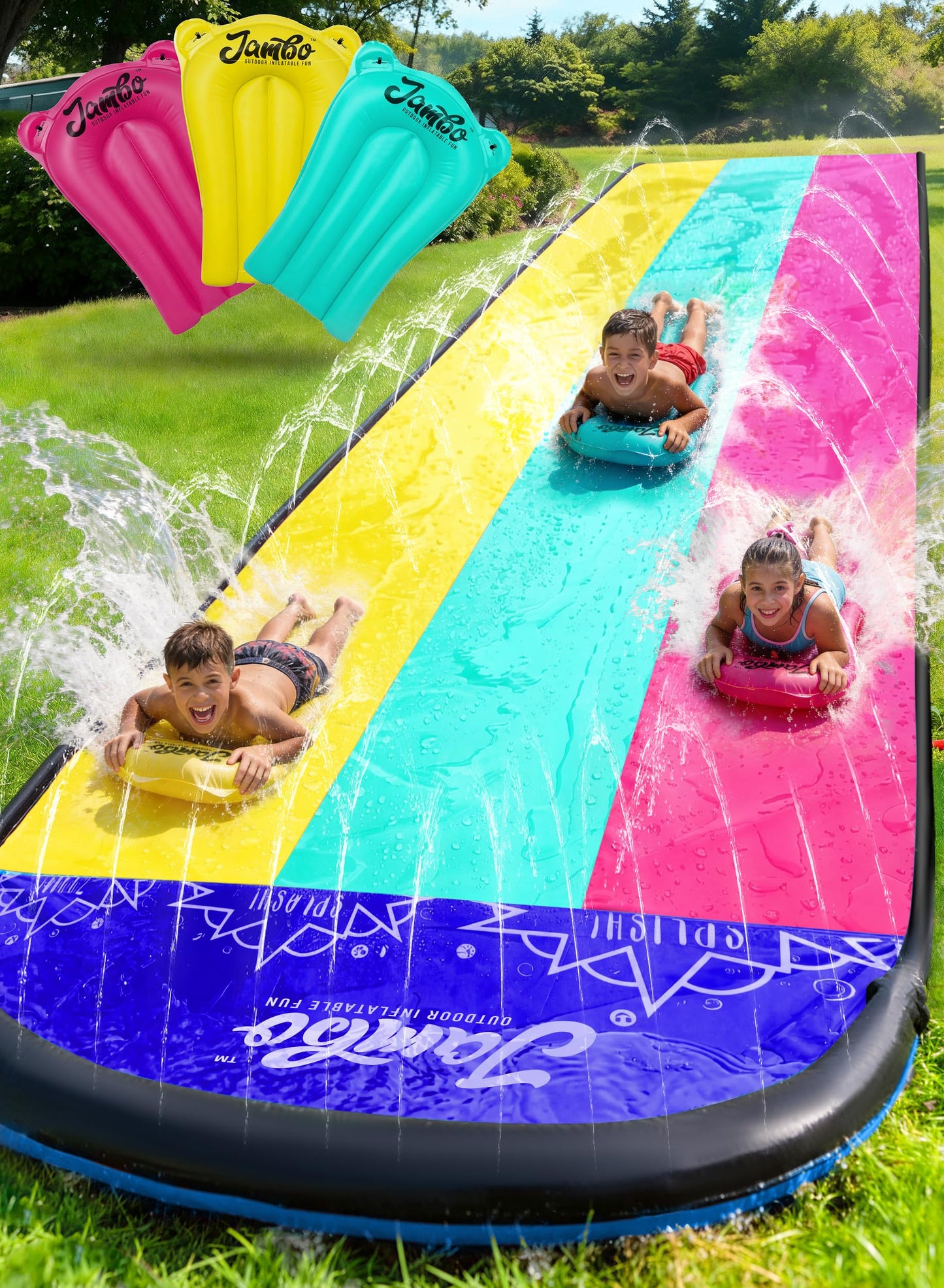XL-Wasserrutsche mit Bodyboards, 610 cm, Sommerliche Atmosphäre