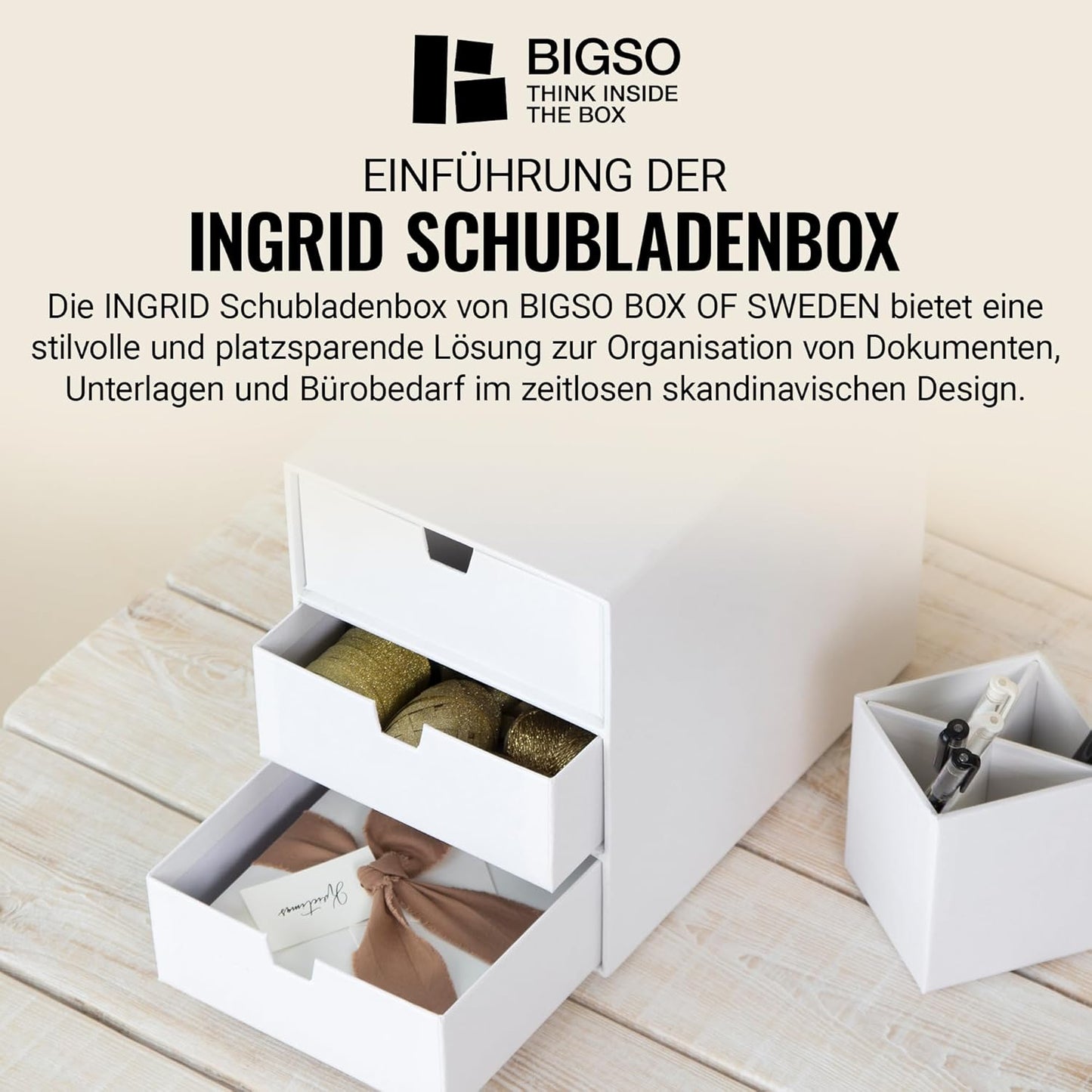 Schubladenbox Ingrid, Weiss Pappe