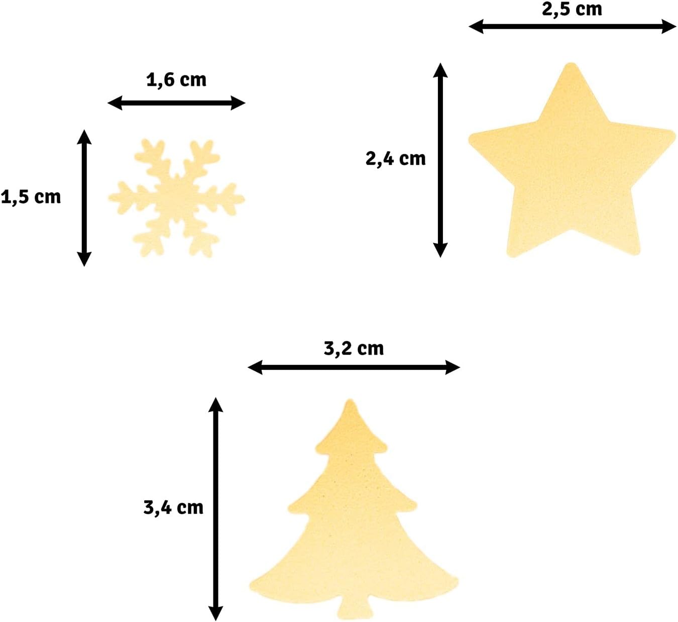 3er Weihnachts-Motivstanzer-Set, Weihnachten 2 (1,5 x 1,6 cm), (3,2 x 3,4 cm), (2,4 x 2,5 cm)