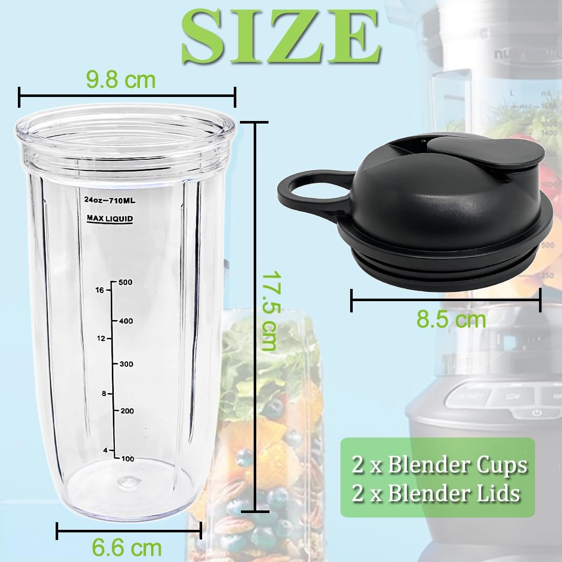 Mixer Becher-Set, Becher mit Deckel