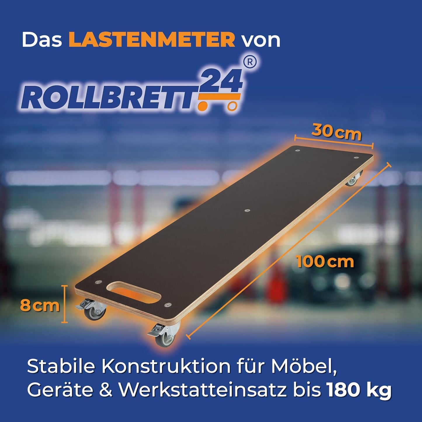 Rollbrett mit 5 kugelgelagerte 360° Rollen, 1