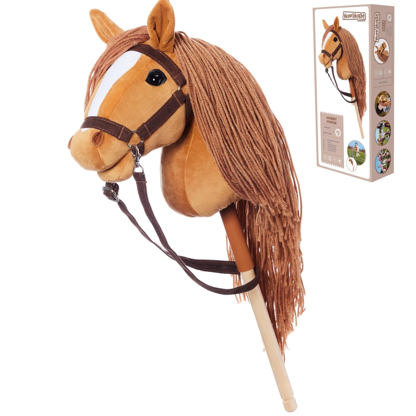 Steckenpferd mit Trense, A3 - LARGE Kastanie