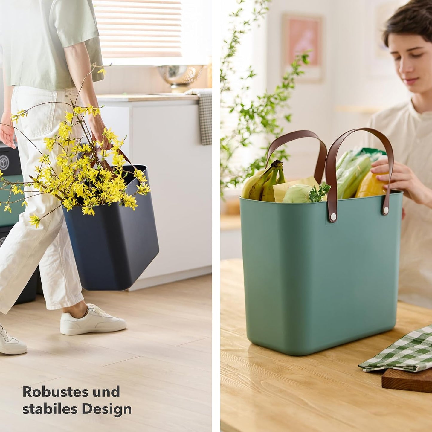 Einkaufskorb-Set aus Kunststoff (2 Stück, 25 L), Rosa