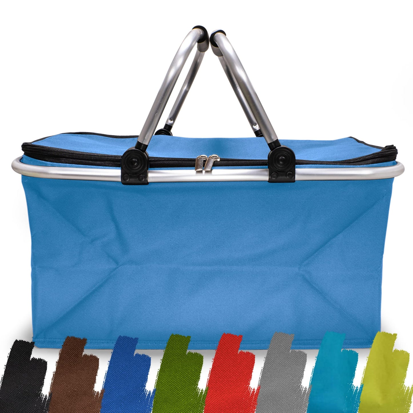 Faltbarer Einkaufskorb 25L mit Reissverschluss (2er-Pack), Normal - 2x Pack Hellblau