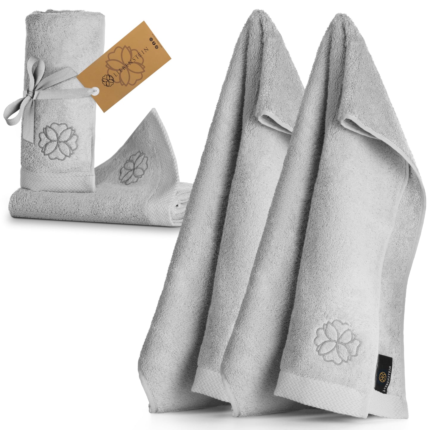 Handtuch 4er-Set, Hellgrau