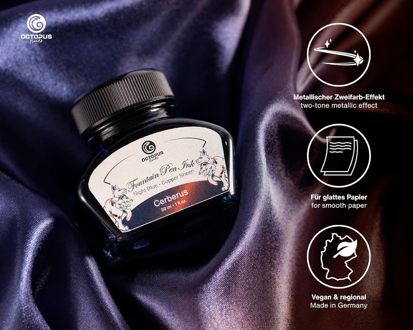 Füllhaltertinte Sheen Ink Kollektion mit Konverter, Cerberus, Cerberus 30 ml