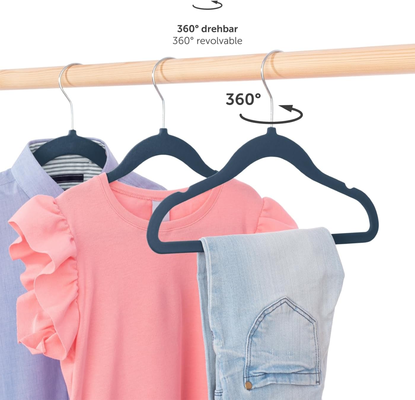 Kinderkleiderbügel Set, 50 Stück Dunkelblau