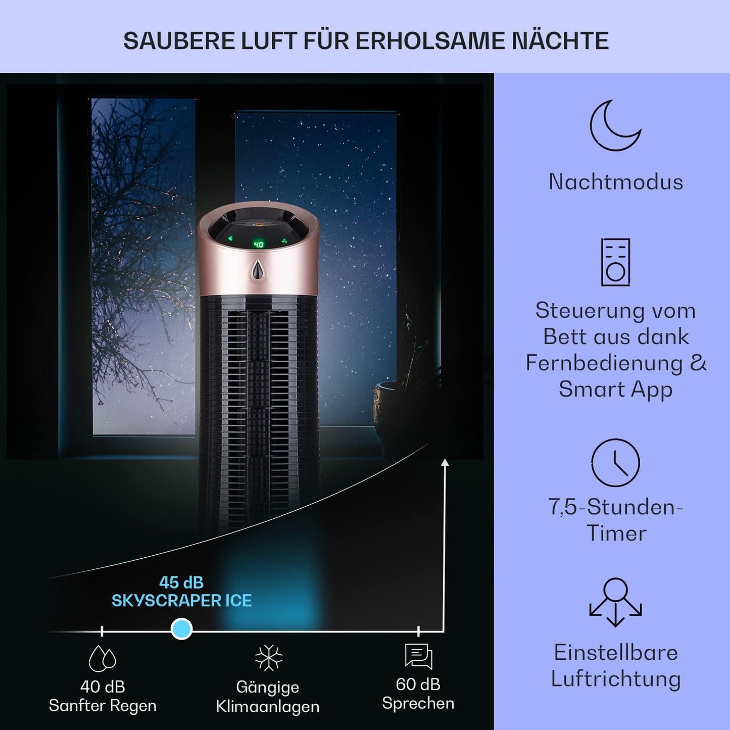 4-in-1 Klimaanlage - Skyscraper Ice Smart, Schwarz-rosegold Skyscraper Ice Smart