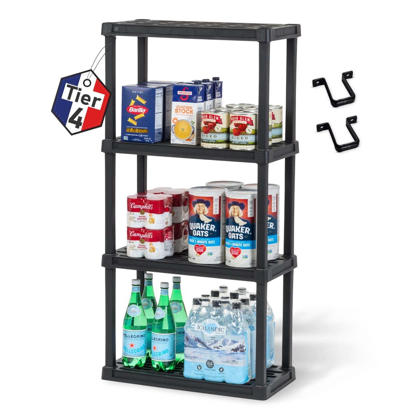 Leichtes Regal, 4 Ebenen, rost- & schimmelresistent, 4 Ebenen