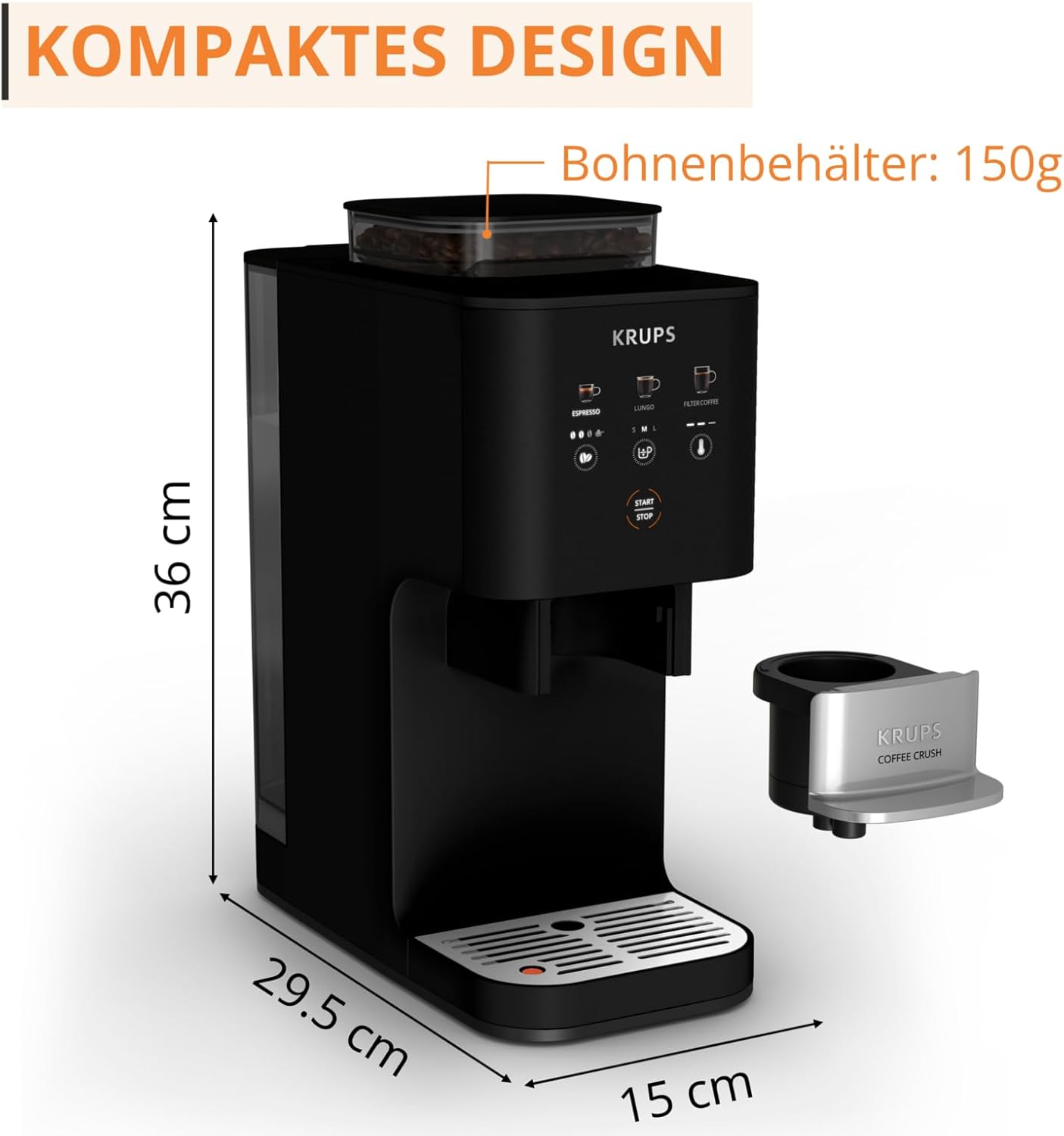 Coffee Crush Extra Kaffeevollautomat, Schwarz