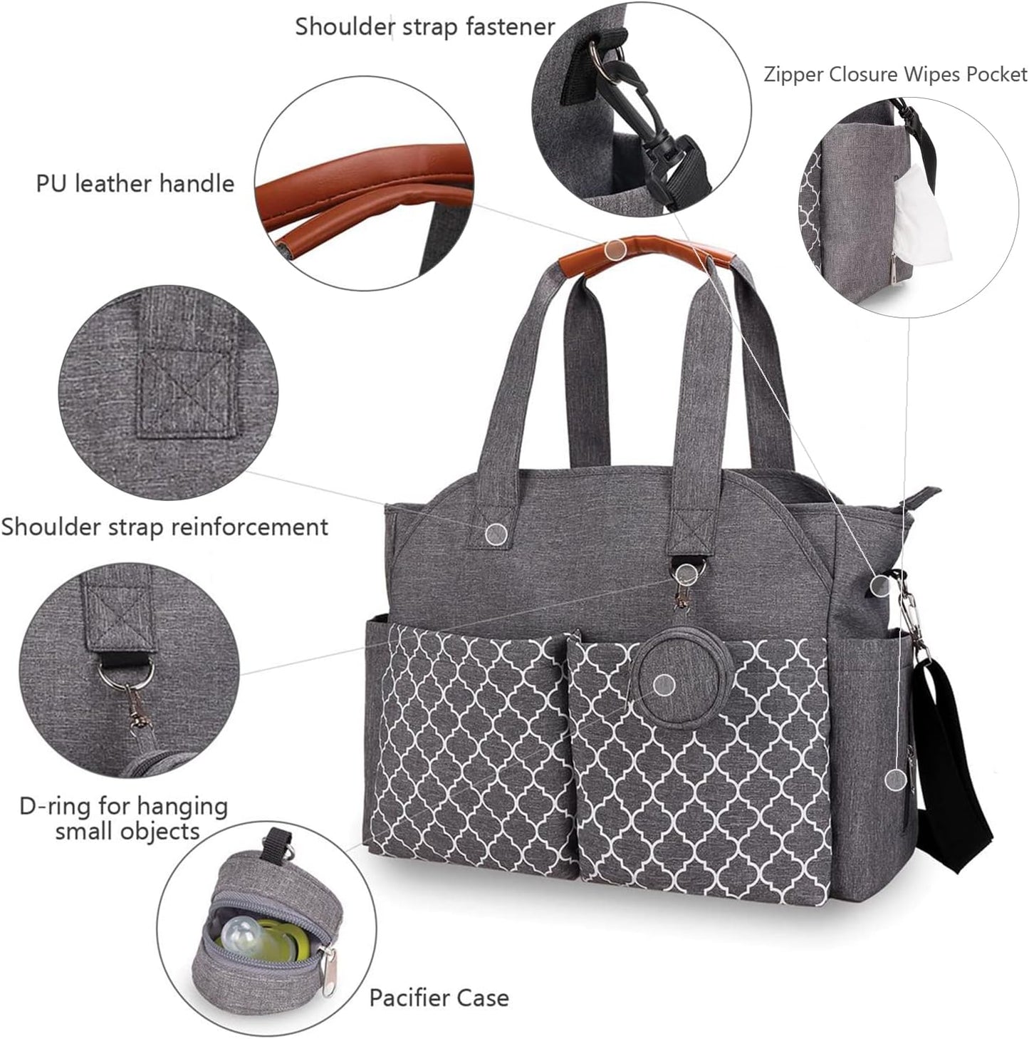 Wickeltasche mit integrierter Wickelstation, Grau