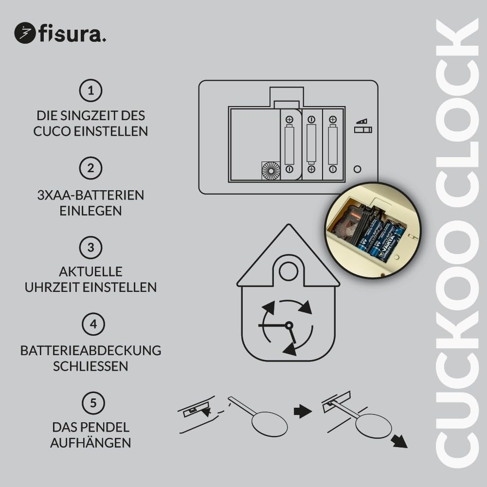 Kuckucksuhr, Grau und Schwarz