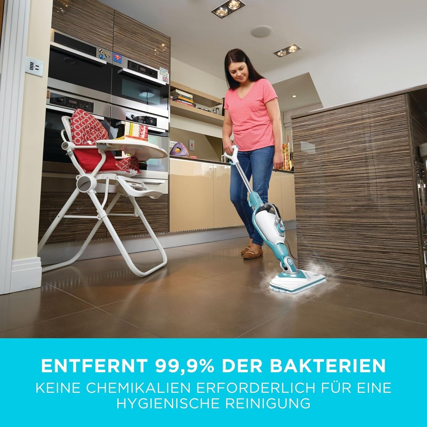 2-in-1 Dampfmopp mit Handreiniger und 11 Zubehörteilen