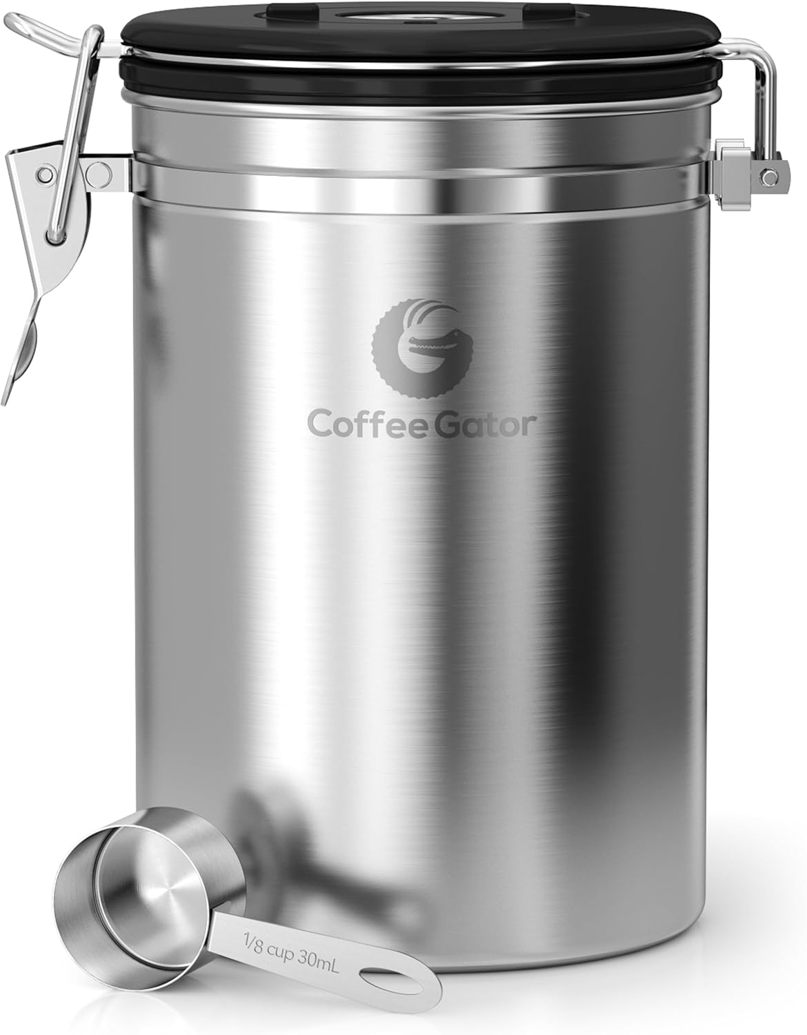 Edelstahl-Kaffeedose mit Datumsanzeige und CO2-Ventil, Edelstahl Groß