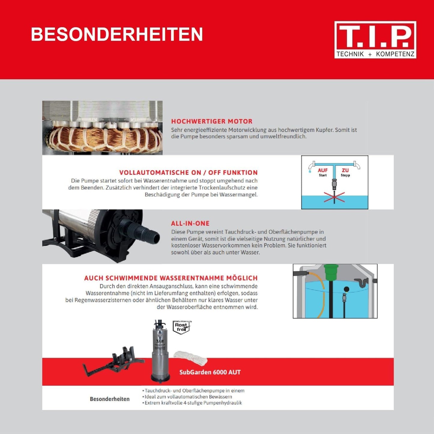 4in1 Zisternenpumpe Subgarden 6000 AUT