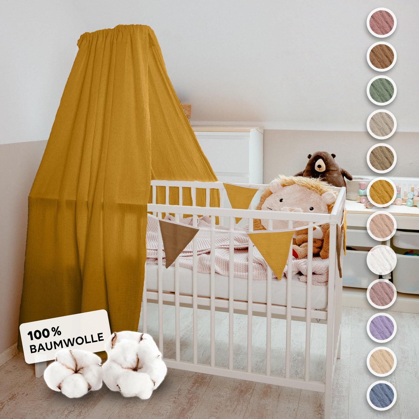 Betthimmel für Babybetten, Senfgelb ohne Himmelstange