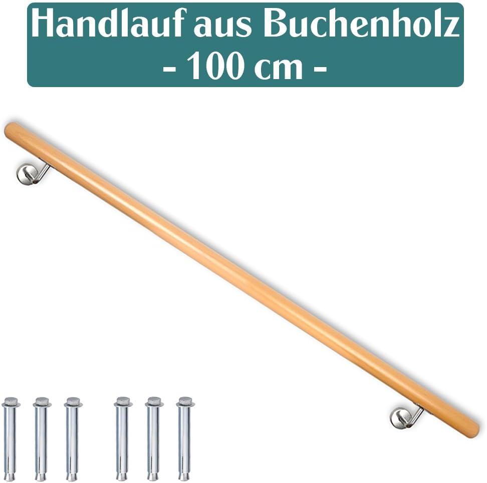 Holzhandlauf für Treppengeländer, 100 cm