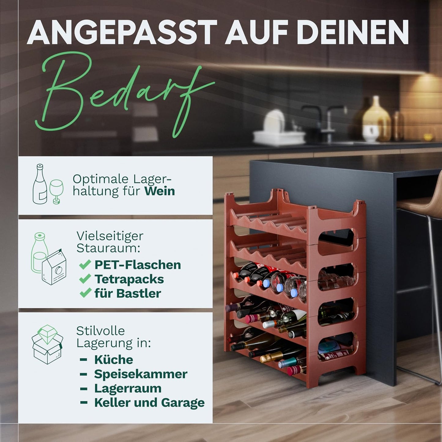 Modulares Flaschenregal für 72 Weinflaschen, für 72 Flaschen