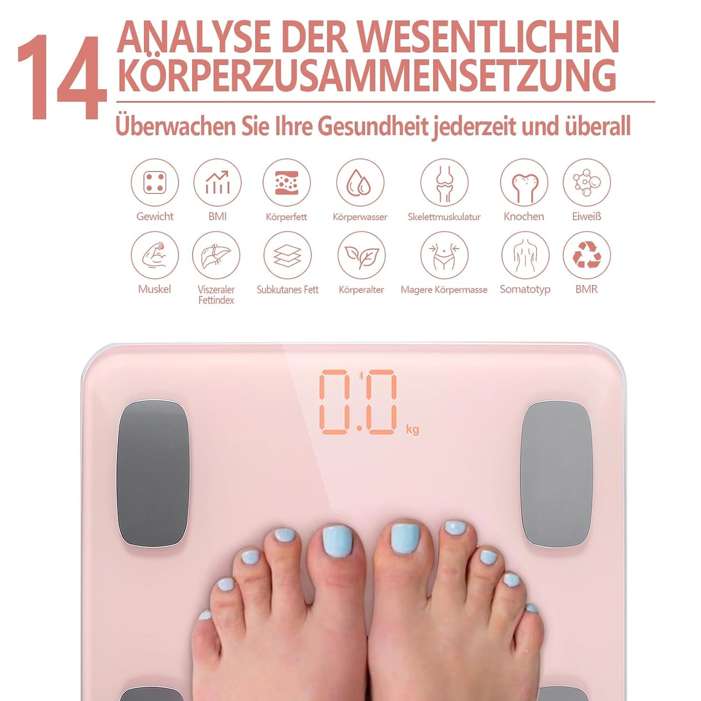 Körperfettwaage ‎1467-01 mit App-Steuerung, Rosa
