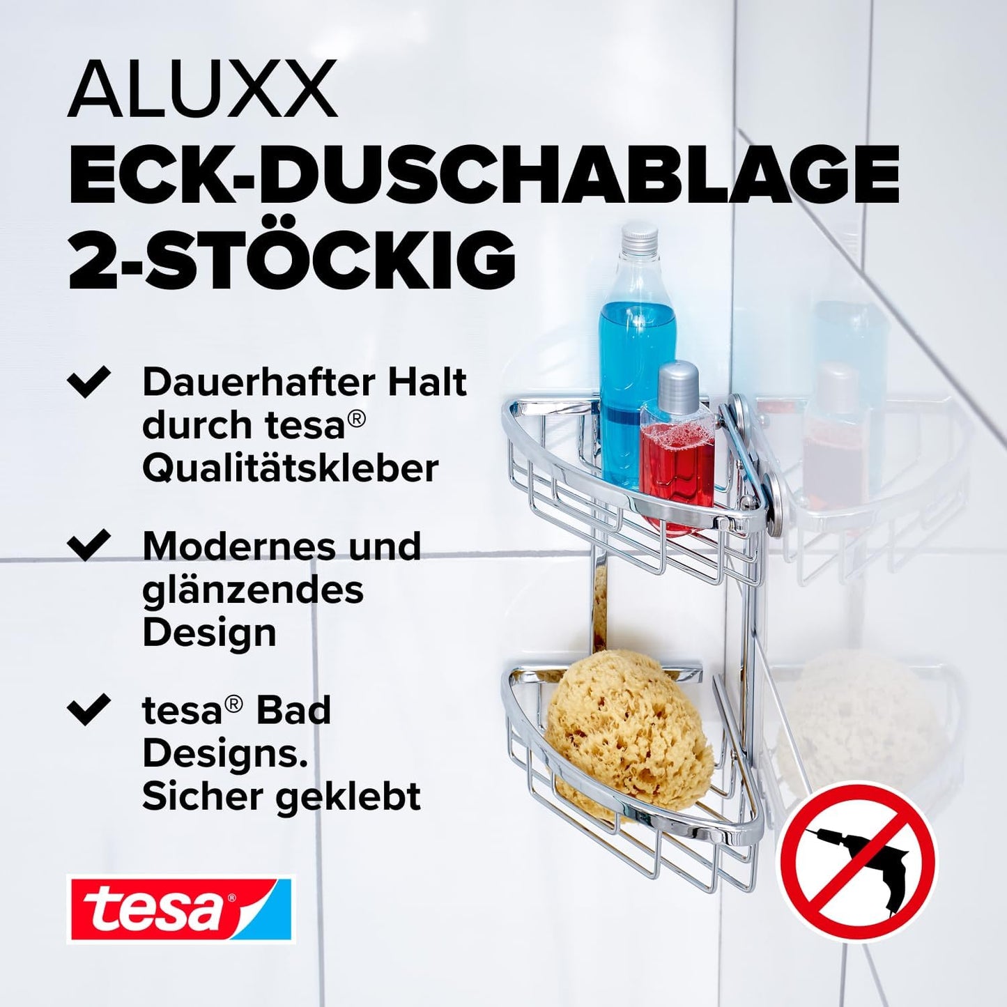 ALUXX Duschablage inkl. Klebelösung ohne Bohren, Duschablage (Ecke)