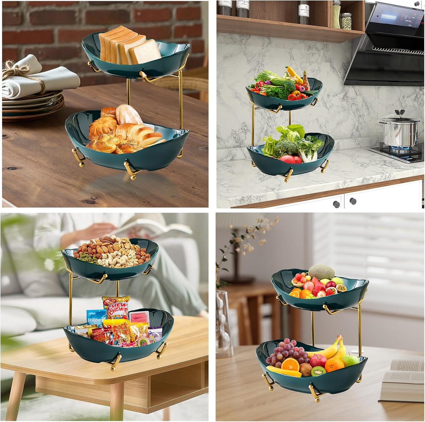 2-stöckige Etagere für Obst, Grün