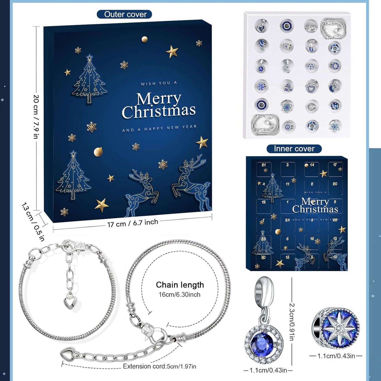 Adventskalender Schmuck-Bastelset, Blau