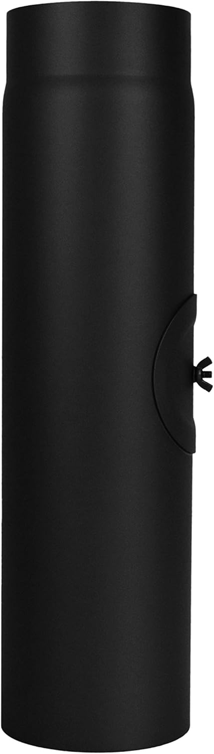 Ofenrohr 500 mm mit Reinigungstür DN 150, Rohr 500 mm mit Tür Schwarz-metallic