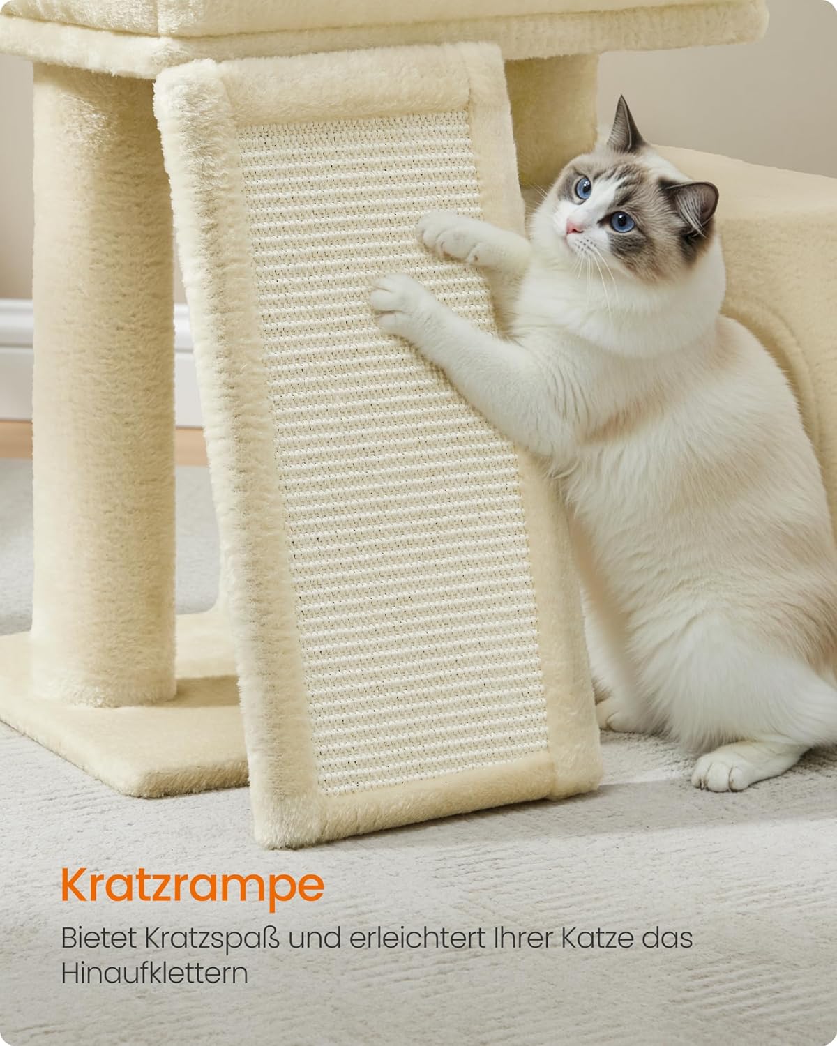 Katzenkratzbaum mit Plattform und Höhle (46,4 cm), sandbeige S (51 x 39,2 x 46,4 cm)