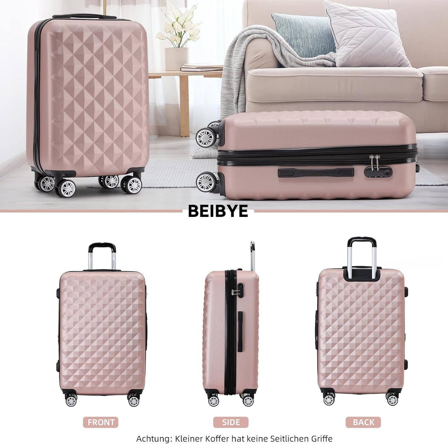 Zwillingsrollen Hartschalen-Trolley 2066, Rosa Gold XL