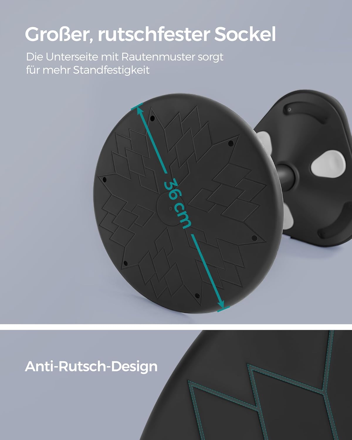 Höhenverstellbarer 360° Stehhocker mit Neigefunktion, Stehhocker Schwarz