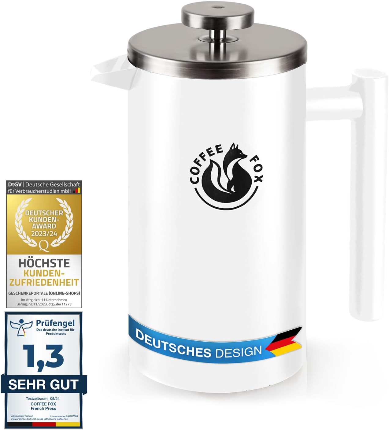 Doppelwandige French Press, 350 ml Weiß