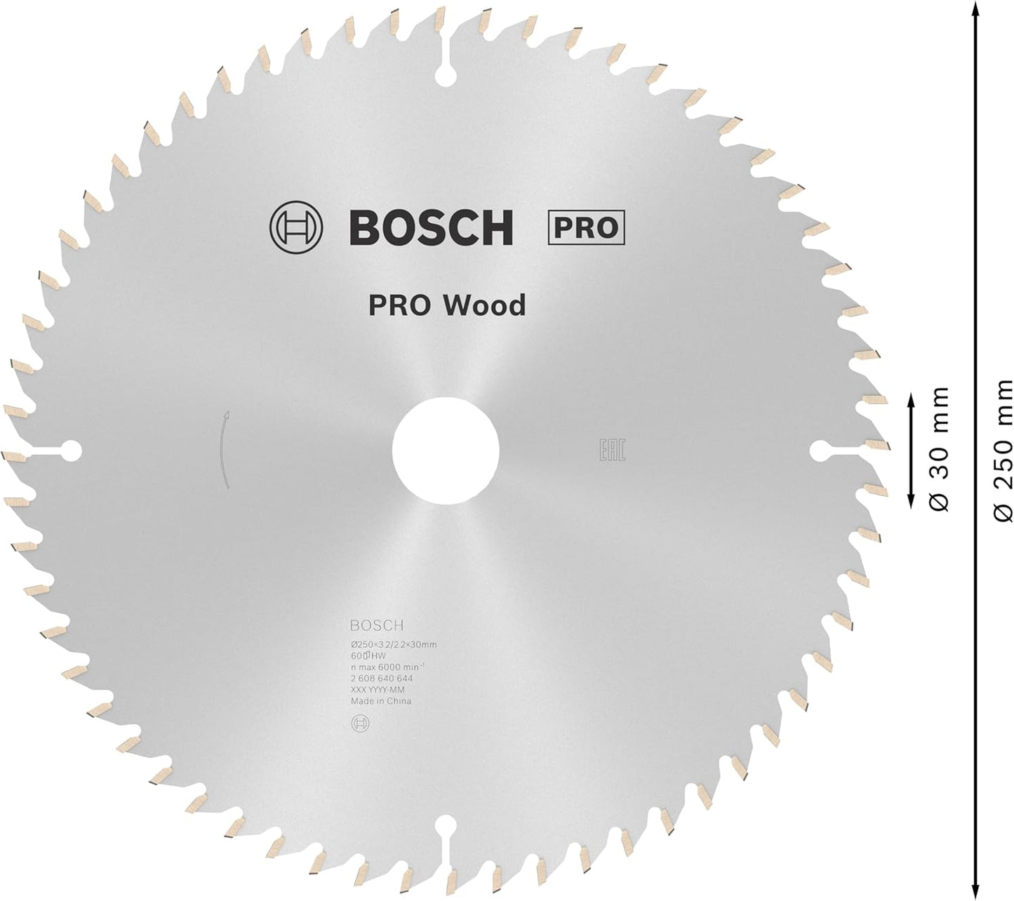 Pro Wood Kreissägeblatt, 250 x 3.2/2.2 x 30 mm 60 Zähne