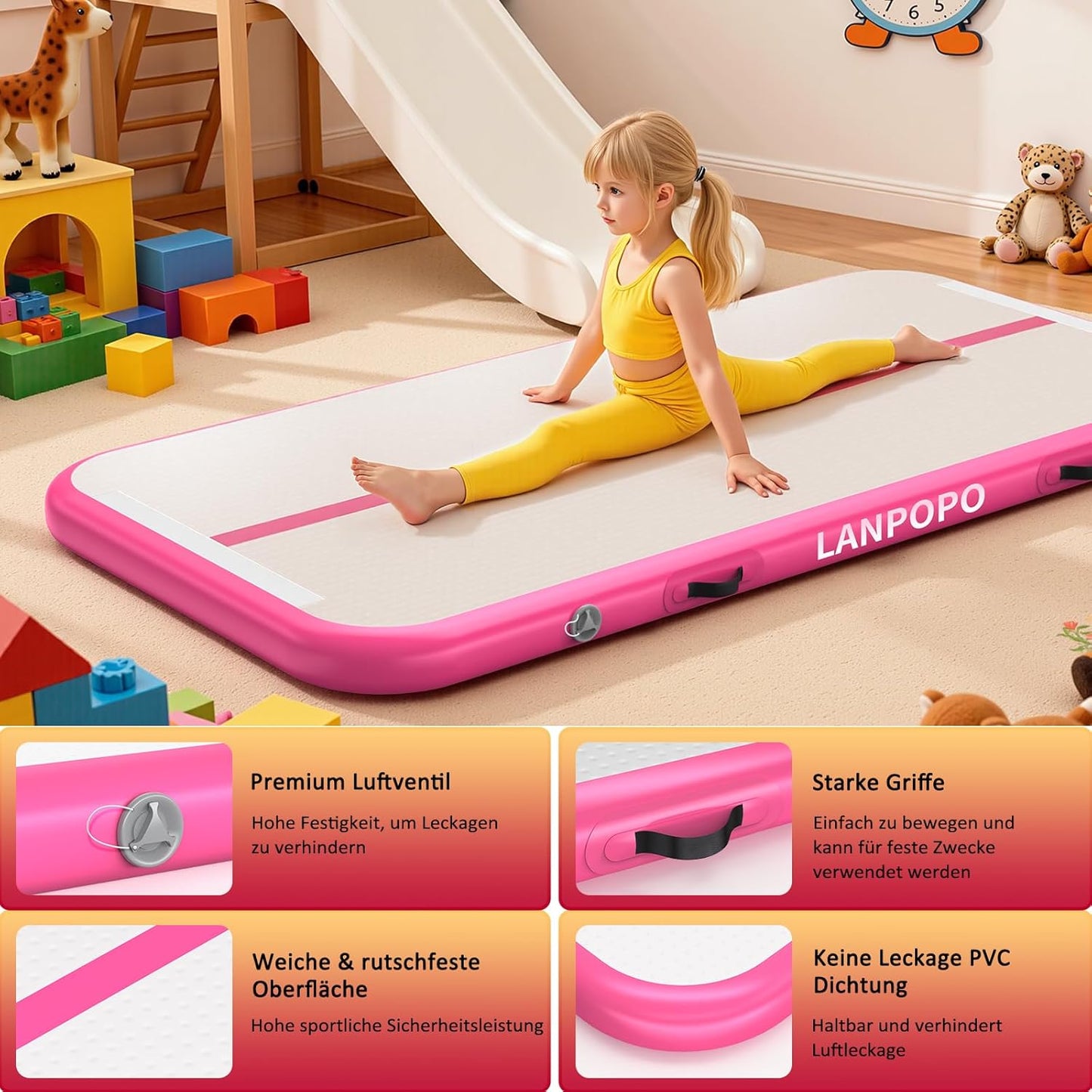 Aufblasbare Gymnastikmatte, 10ft*3.3ft*4in(300x100x10cm)