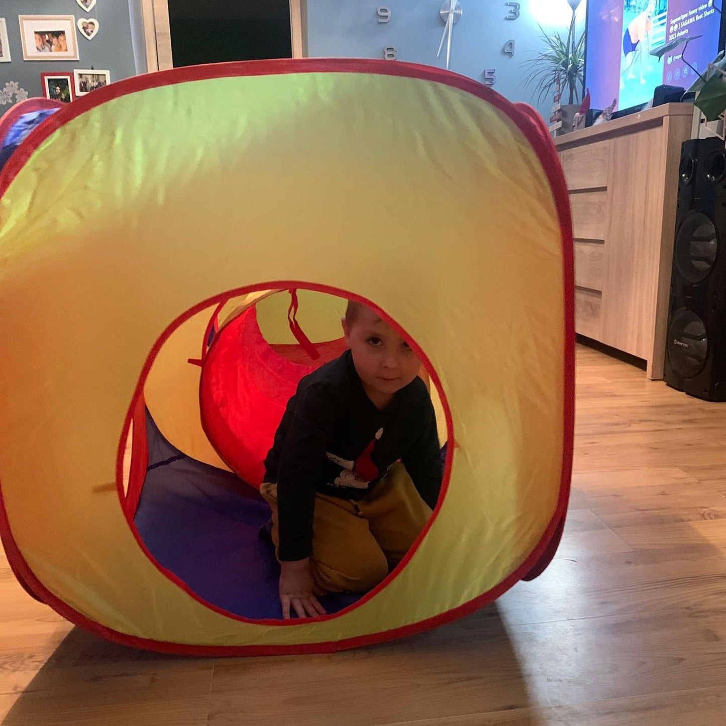3-teiliges Pop-Up Kinderspielzelt mit Tunnel