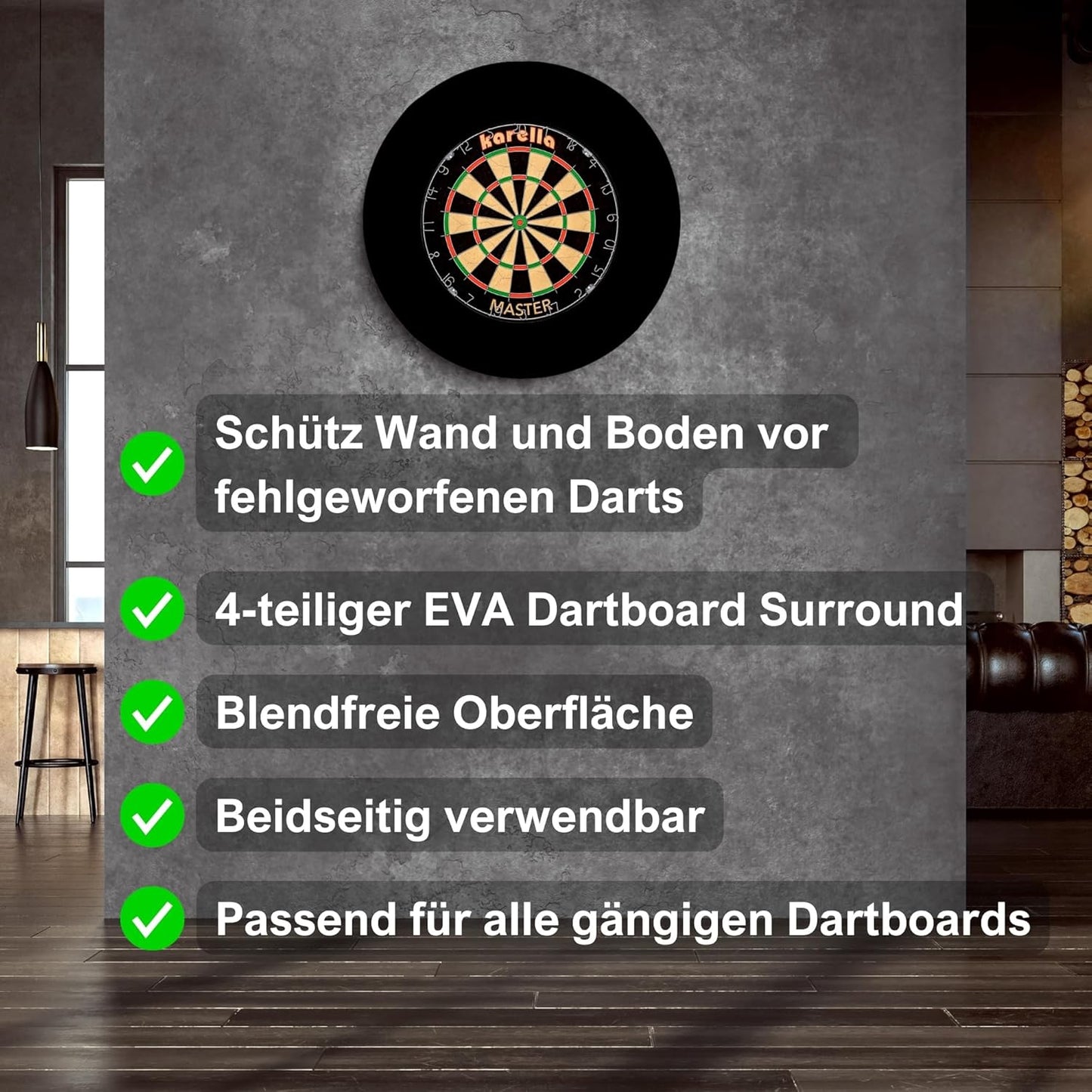 4-teiliger Dartboard Catchring "Eva", Karella Catchring schwarz