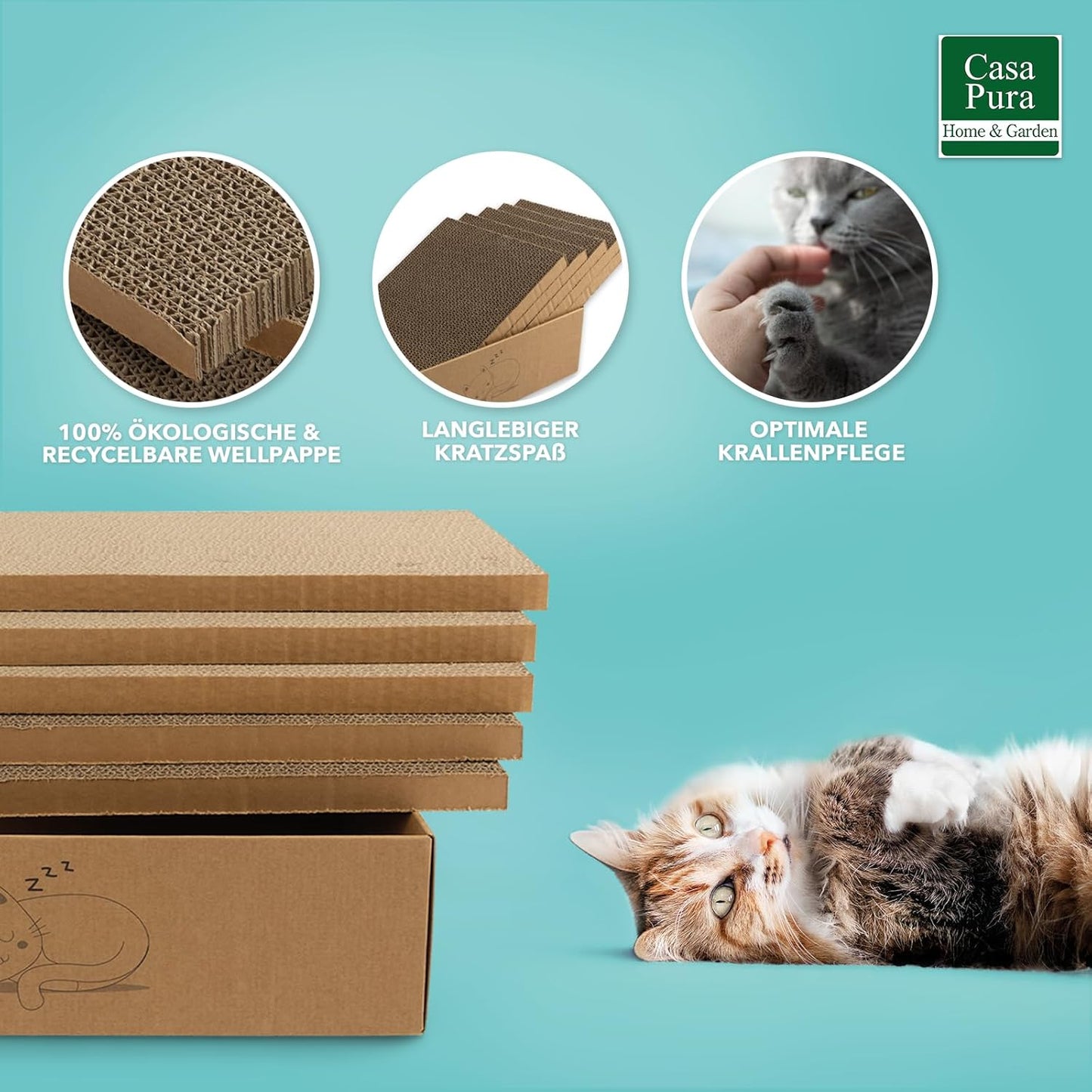 Katzenkratzbox mit 5 Kratzbrettern