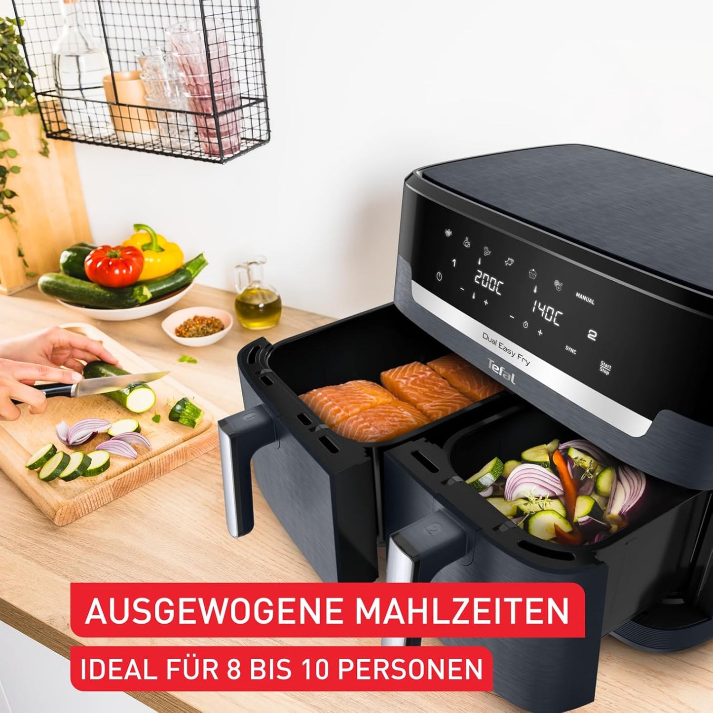 Dual Easy Fry Heissluftfritteuse, Dual Basket 11 L